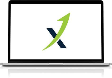 laptop facing forward on a white background with the NextLevel IRA logo on the screen